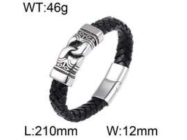 Stainless Steel Leather Bracelet