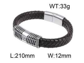 Stainless Steel Leather Bracelet
