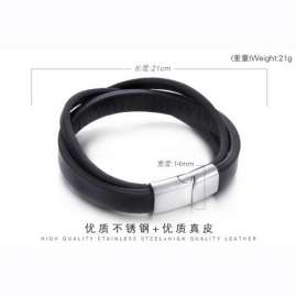 Stainless Steel Leather Bracelet