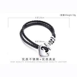 Stainless Steel Leather Bracelet