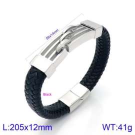 Stainless Steel Leather Bracelet