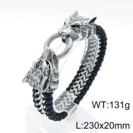 Stainless Steel Leather Bracelet