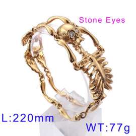 Vintage Personality Exaggerated Skull Bone Men's Human Bone Gold Bracelet