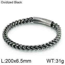 Oxidized round edge front and back chain buckle men's bracelet